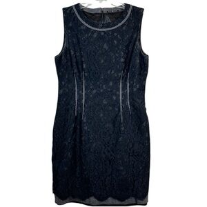 Elie Tahari Black Lace Overlay Sheath Dress Sz 12
